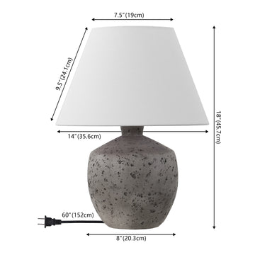 Myron 18" Minimalist Scandinavian Concrete Effect Resin/Iron LED Table Lamp - JONATHAN Y